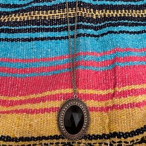 Long black pendant necklace